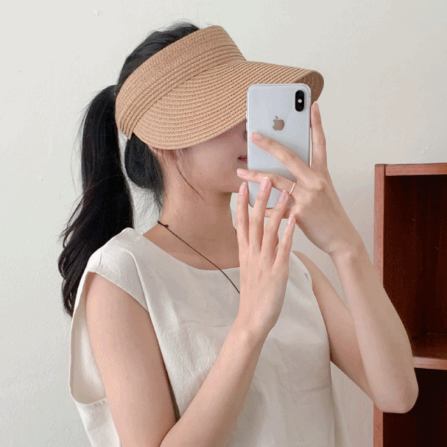 [바캉스룩/여름모자] 밴디 버클 라탄 썸머 선캡 모자 3color